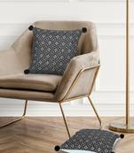 Mezposh black & multi harlequin embroidered velvet & faux silk cushion covers (16"x16") set of 2