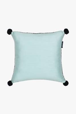 Mezposh black & multi harlequin embroidered velvet & faux silk cushion covers (16"x16") set of 2 4