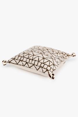 Mezposh cream & gold geometric cotton acrylic jacquard cushion covers (16"x16") set of 2 5