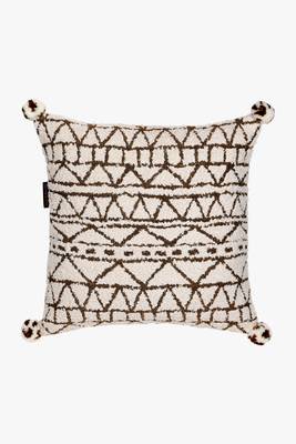 Mezposh cream & gold geometric cotton acrylic jacquard cushion cover (16"x16") 2