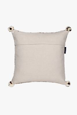 Mezposh cream & gold geometric cotton acrylic jacquard cushion cover (16"x16") 3