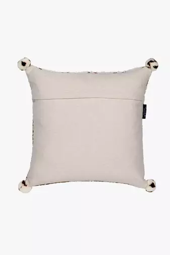 Mezposh cream & gold geometric cotton acrylic jacquard cushion cover (16"x16")