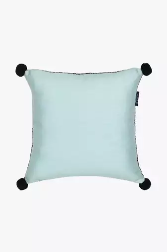 Mezposh black & multi harlequin embroidered velvet & faux silk cushion cover (16"x16")