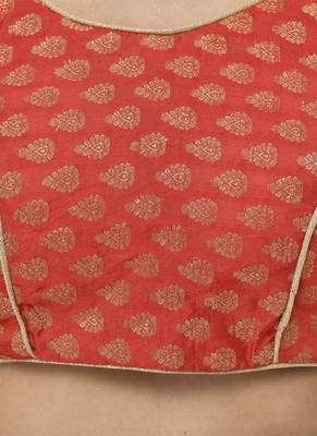 Women's red color bandhani chiffon saree with blouse 5