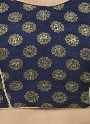 Women's navy blue color bandhani chiffon saree with blouse 5