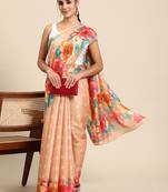 Women'S Cotton Silk Floral Print Saree