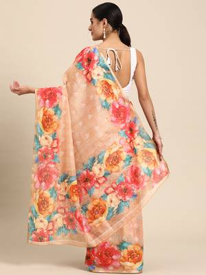 Women'S Cotton Silk Floral Print Saree 3