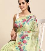 Women'S Cotton Silk Floral Print Saree