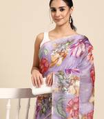 Women'S Cotton Silk Floral Print Saree