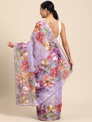 Women'S Cotton Silk Floral Print Saree 3