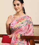 Women'S Cotton Silk Floral Print Saree