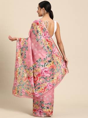 Women'S Cotton Silk Floral Print Saree 3