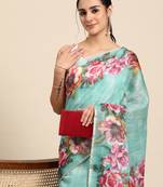 Women'S Cotton Silk Floral Print Saree