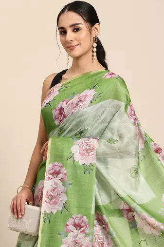 Floral Printed Cotton Silk Saree