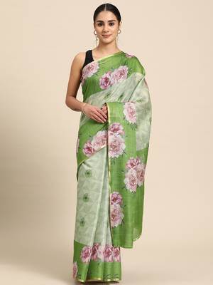 Floral Printed Cotton Silk Saree 2