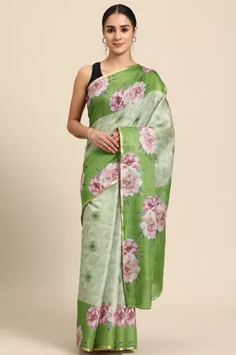 Floral Printed Cotton Silk Saree
