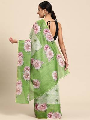 Floral Printed Cotton Silk Saree 3
