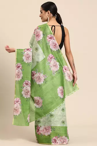 Floral Printed Cotton Silk Saree
