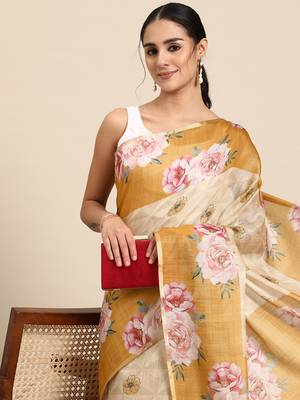 Floral Printed Cotton Silk Saree 1