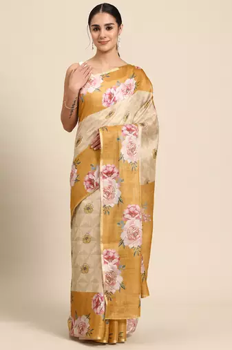 Floral Printed Cotton Silk Saree