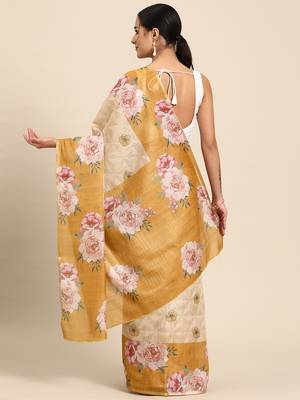 Floral Printed Cotton Silk Saree 3