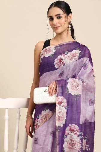 Floral Printed Cotton Silk Saree