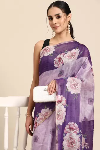 Floral Printed Cotton Silk Saree