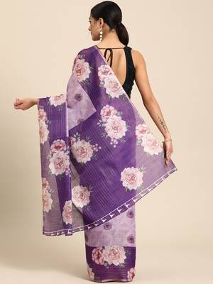 Floral Printed Cotton Silk Saree 3