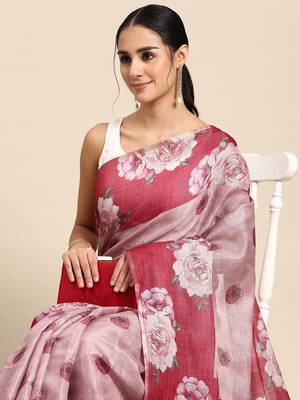 Floral Printed Cotton Silk Saree 1