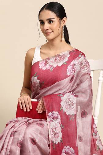 Floral Printed Cotton Silk Saree