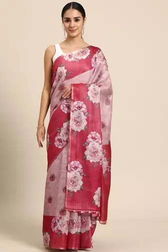 Floral Printed Cotton Silk Saree