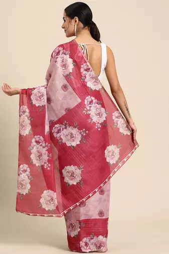 Floral Printed Cotton Silk Saree