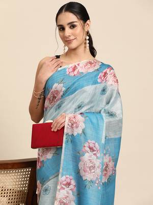 Floral Printed Cotton Silk Saree 1