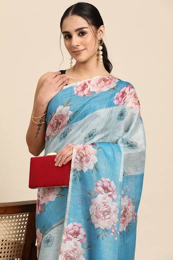 Floral Printed Cotton Silk Saree