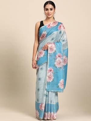 Floral Printed Cotton Silk Saree 2