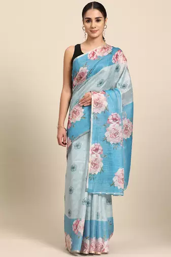 Floral Printed Cotton Silk Saree