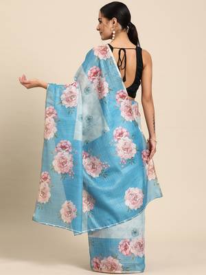 Floral Printed Cotton Silk Saree 3