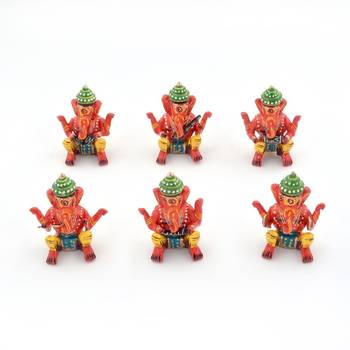 Lord Ganesha Playing Music Handicraft Wooden Set Diwali Gift 365 2