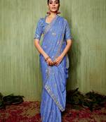 Blue Bandhani Print Chiffon Bollywood Saree With Blouse Piece