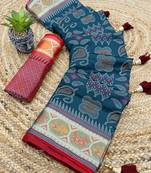 Korams Design Rama Patola Faux Banarasi Silk Saree With Blouse For Women