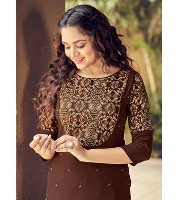 Designer Muslin Brown Color Solid And Ajrakh  Printed Kurta 2
