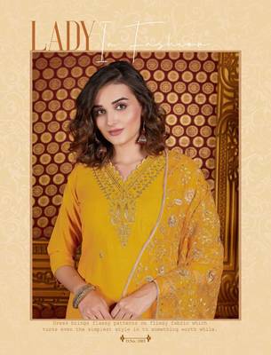 Yellow silk heavy v neck embroidery full stitched ceremonial suits 2