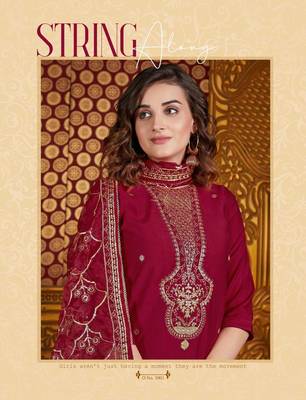 Red silk heavy v neck embroidery full stitched ceremonial suits 2