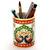 Gold Meenakari Mayur Design White Marble Pen Stand Deepawali Gift 386