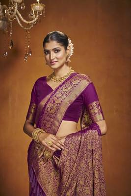 Wine Color Chiffon Saree 1