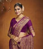 Wine Color Chiffon Saree