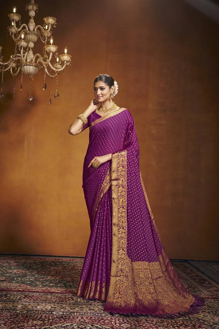Wine Color Chiffon Saree