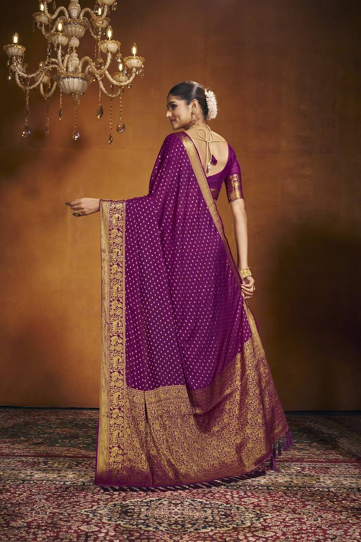Wine Color Chiffon Saree