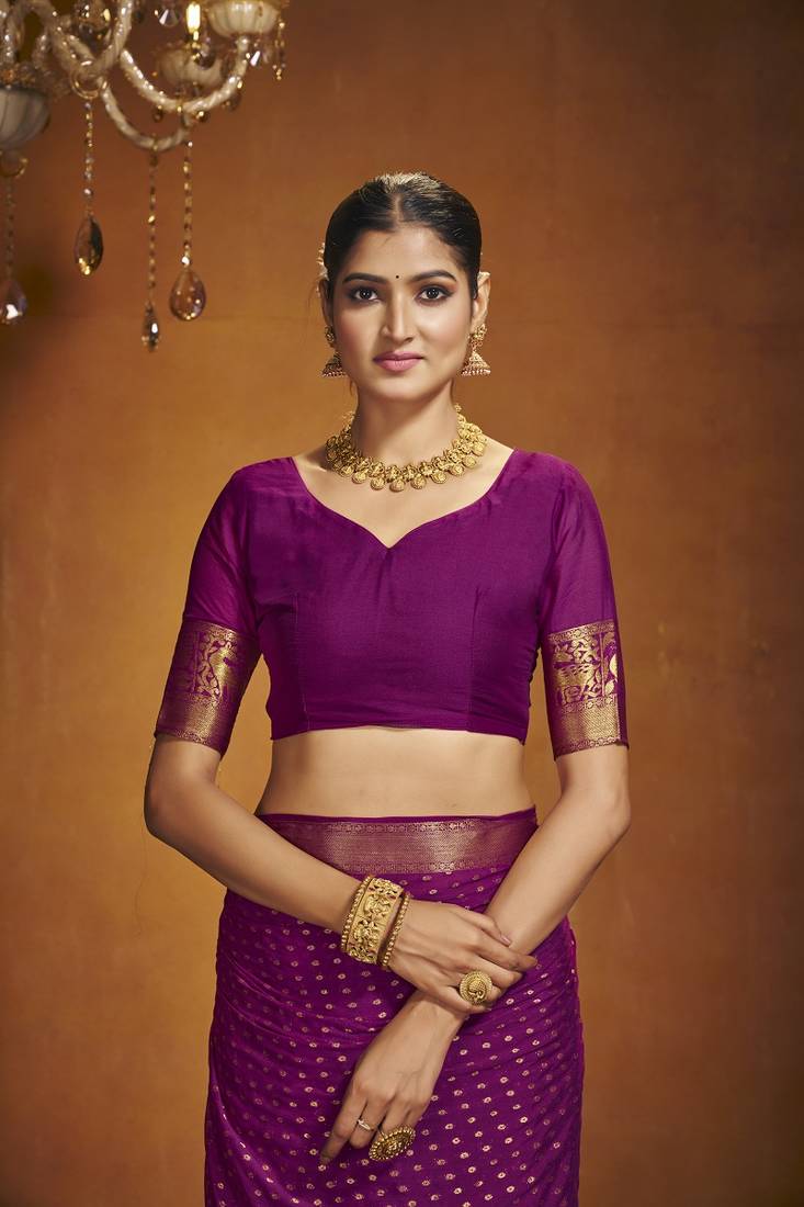 Wine Color Chiffon Saree