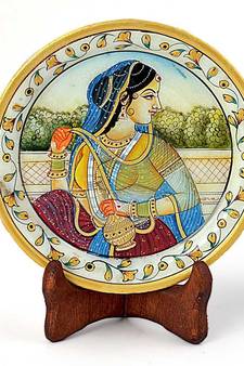Rajasthani Princess Gold Meenakari Marble Painting Deepawali Special Gift 397
